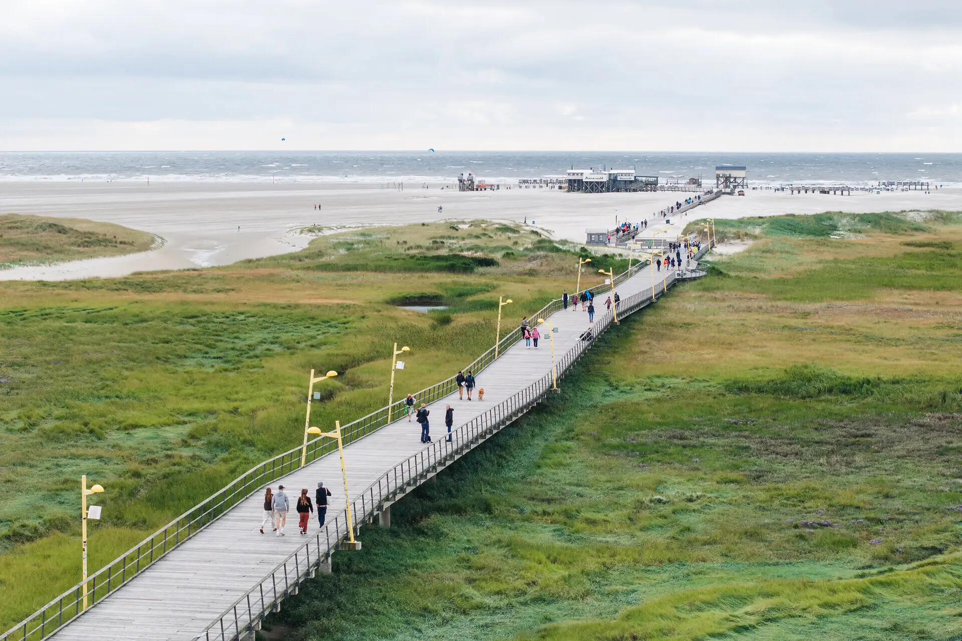 pier St. Peter-Ording The pier at St. Peter-Ording, which leads across the salt marshes to the beach.