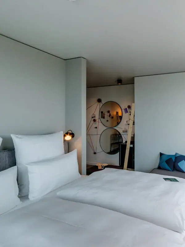 Hotel rooms in St. Peter-Ording A modern hotel room in St. Peter-Ording at the Urban Nature Hotel.